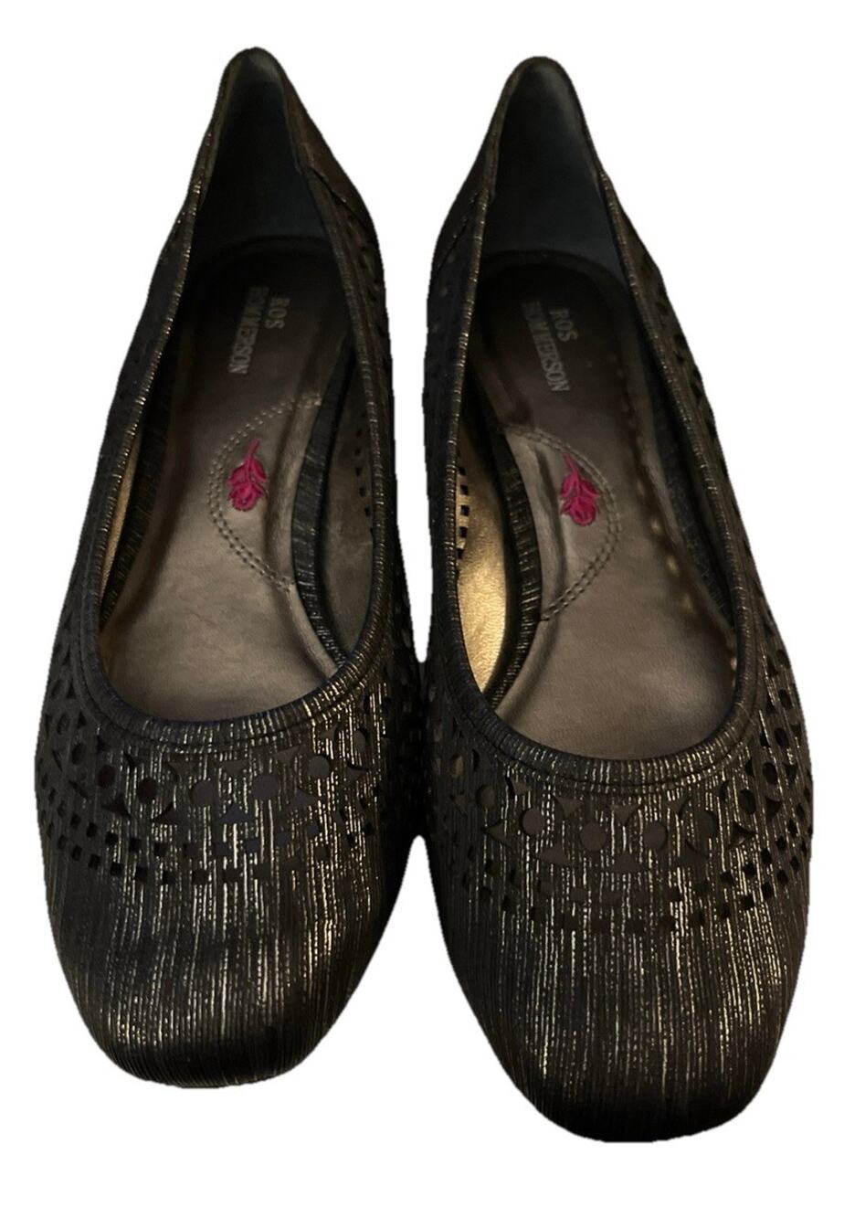 Ros Hommerson Laser Cut Slip On Flats Black Women's 6.5 Synthetic